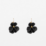 S+G Earrings Flower Petal Black With Hook